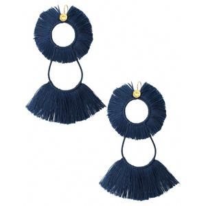 NEW ERIKA PEÑA women's lola tassel earrings in navy blue